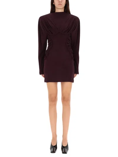 Stella Mccartney Pleated Mini Dress In Burgundy