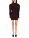 Stella Mccartney Pleated Mini Dress In Burgundy
