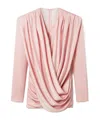 Stella Mccartney Mini Dress With Draped Neckline And Long Sleeves In Pink