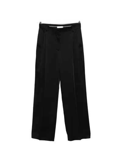 Stella Mccartney Pleated Satin-finish Trousers In Black