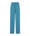 Stella Mccartney Satin Dropped Waist Straight Wide Leg Pants In Blue