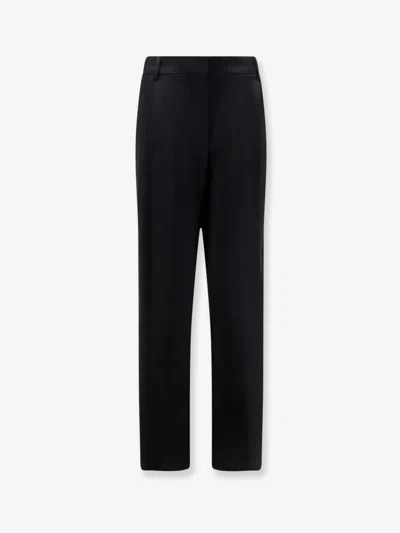 Stella Mccartney Pleated Straight Satin Trousers In Black