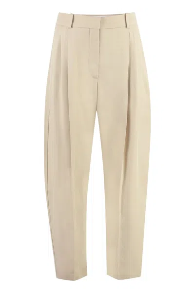 Stella Mccartney Pleated Tailored Trousers For Women In Brown For Ss24