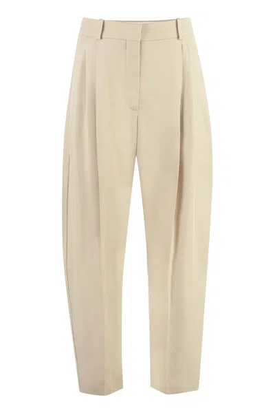 Stella Mccartney Pleated Tailored Trousers For Women In Brown For Ss24 In Beige