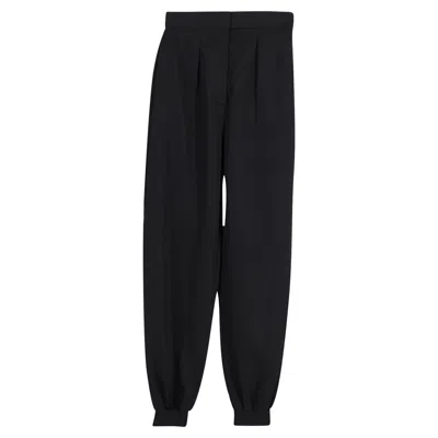 Stella Mccartney Pleated Tapered Trousers In Black Wool