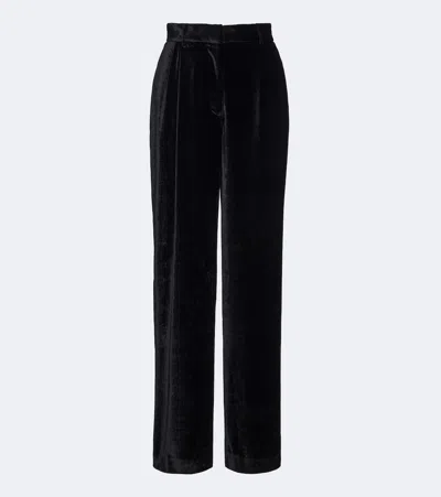 Stella Mccartney Pleated Velvet Wide-leg Pants In Black