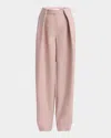 Stella Mccartney Pink Fluid Linen Pants In Dusty Rose