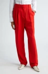 Stella Mccartney Pleated Wool Flannel Trousers In Lipstick Red