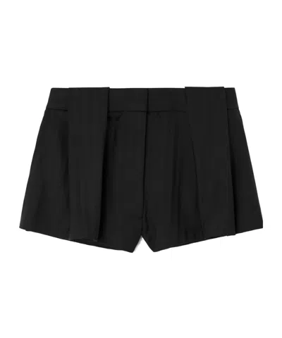 Stella Mccartney Pleated Wool-jacquard Shorts In Black