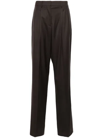 Stella Mccartney Pleat-detail Wool Trousers In Brown