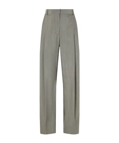Stella Mccartney Pleated Wool-blend Straight-leg Pants In Gray