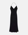 Stella Mccartney Plunge Crystal Halterneck Maxi Dress In Black And Silver