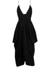 Stella Mccartney Plunge-neck Draped Midi-dress In Black