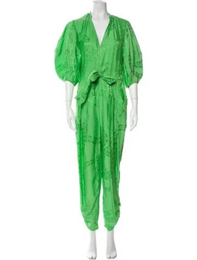 Pre-owned Stella Mccartney Plunge Neckline Jumpsuit In Green