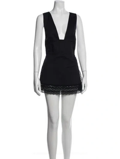 Pre-owned Stella Mccartney Plunge Neckline Mini Dress In Black