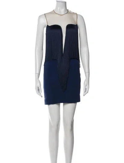 Pre-owned Stella Mccartney Plunge Neckline Mini Dress In Blue