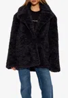 Stella Mccartney Faux-shearling Single-breasted Jacket In Black