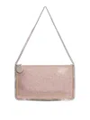 Stella Mccartney Powder Pink Faux Suede Shoulder Bag With Crystal Details In Pink