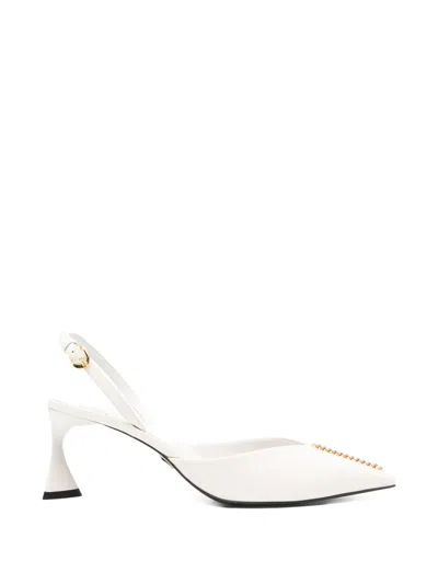 Stella Mccartney Pointed Chain-detail Pumps In White