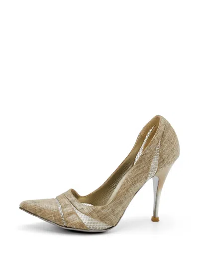 Pre-owned Stella Mccartney Pointed-toe Mesh Pumps In Neutral