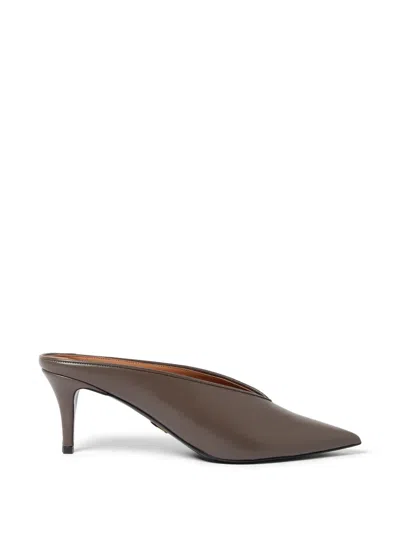 Stella Mccartney Pointed-toe V-cut Mules In Gray