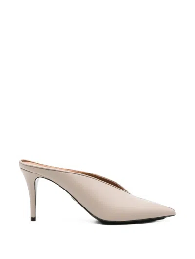 Pre-owned Stella Mccartney Pointed-toe V-cut Mules In Neutrals