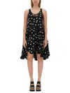 Stella Mccartney Polka-dot Tiered Silk-trimmed Midi Dress In Black