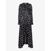 Stella Mccartney Long-sleeve Polka Dot Maxi Dress In Black Cream