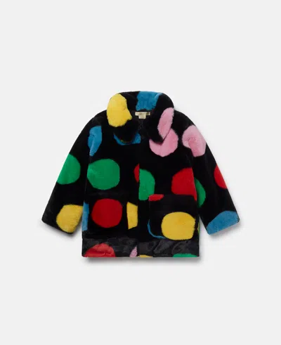 Stella Mccartney Polka Dot Fluffy Coat In Multicolor