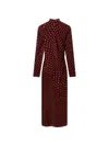 Stella Mccartney Turtleneck Polka Dot Mesh Long-sleeve Maxi Dress In Burgundy