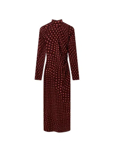 Stella Mccartney Polka Dot Long Dress In Burgundy