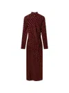Stella Mccartney Turtleneck Polka Dot Mesh Long-sleeve Maxi Dress In Burgundy