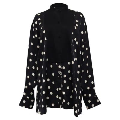 Stella Mccartney Polka-dot Long Sleeve Blouse In Black Viscose