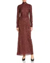 Stella Mccartney Turtleneck Polka Dot Mesh Long-sleeve Maxi Dress In Brown