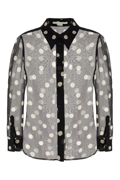 Stella Mccartney Polka Dot Printed Semi-sheer Shirt In Black
