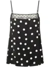 Stella Mccartney Swiss Dot-paneled Polka-dot Satin Camisole In Black