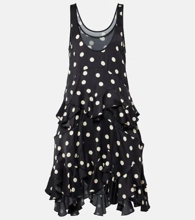 STELLA MCCARTNEY POLKA-DOT TIERED SILK-TRIMMED MIDI DRESS