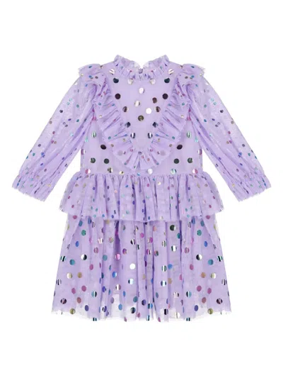 Stella Mccartney Kids' Polka-dot Tulle Dress In Purple
