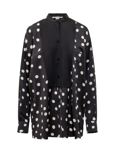 Stella Mccartney Oversized Polka-dot Tuxedo Shirt In Black