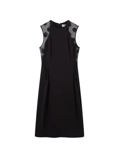 Stella Mccartney Polka-dot Mesh-panel Mini Dress In Black