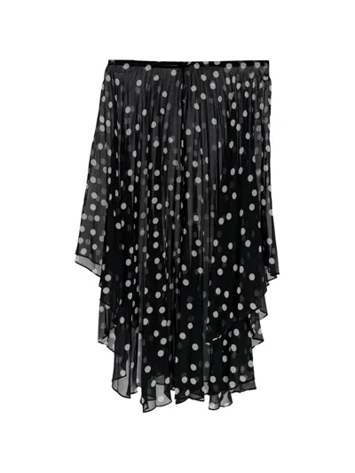 Pre-owned Stella Mccartney Polka-dot Plissé Skirt In Black