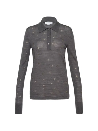 Stella Mccartney Polka-dot Polo Sweater In Gray