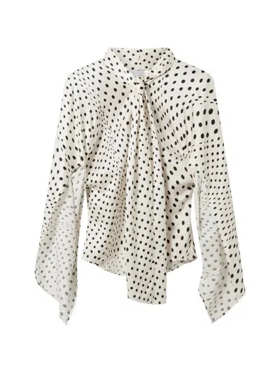 Stella Mccartney Polka-dot Pussy-bow Blouse In White