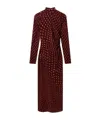 Stella Mccartney Turtleneck Polka Dot Mesh Long-sleeve Maxi Dress In Brown