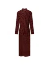 Stella Mccartney Turtleneck Polka Dot Mesh Long-sleeve Maxi Dress In Red