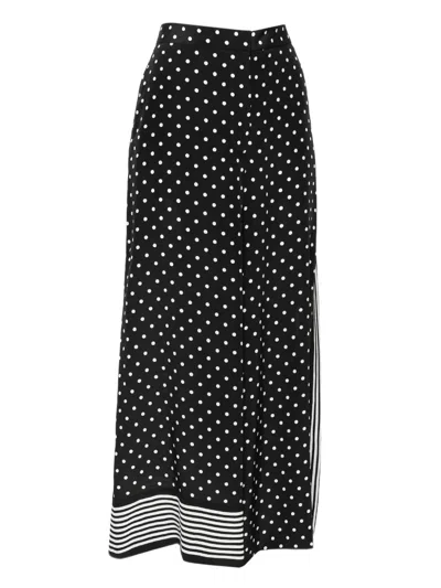 Pre-owned Stella Mccartney Polka-dot Stripe Trousers In Black