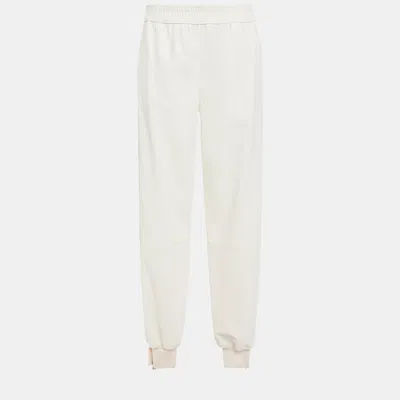 Pre-owned Stella Mccartney Polyester Tapered Pants 42 In White