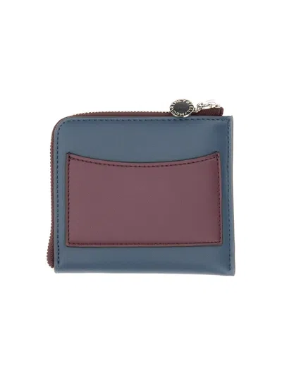Stella Mccartney Polyurethane Zipped Wallet In Blue