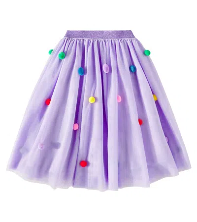 Stella Mccartney Kids' Pom Pom Tulle Skirt In Violett