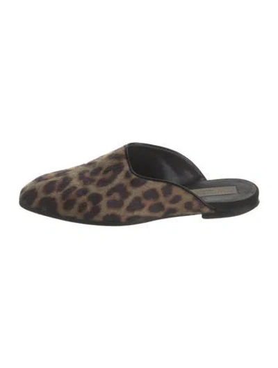 Pre-owned Stella Mccartney Ponyhair Animal Print Mules In Brown